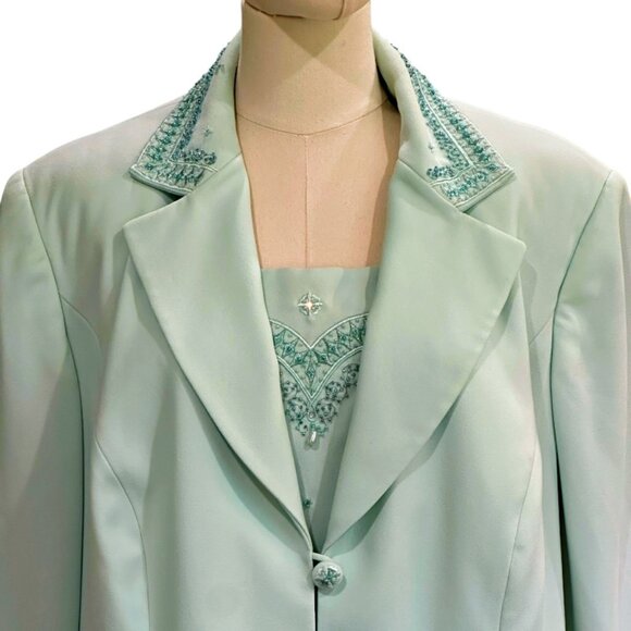 John Meyer of Norwich Womens Mint Green 3 PC Skirt Suit Size 18W Plus Beaded - Picture 3 of 16